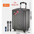 Loa Kéo Di Động Karaoke DP-8 (Bọc Da, Bass 20cm, 2 Micro)